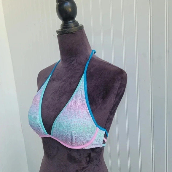 Victoria's Secret Lilac Purple Blue Lace String Bikini Swim Top Triangle 34B - Picture 11 of 12
